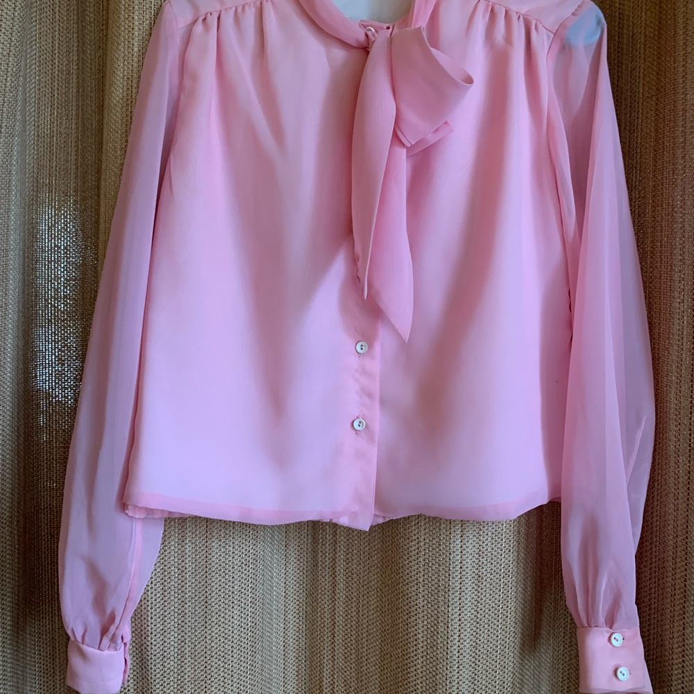 Vintage Mr. Pearcy Elegant Pink Blouse with Bow Detail